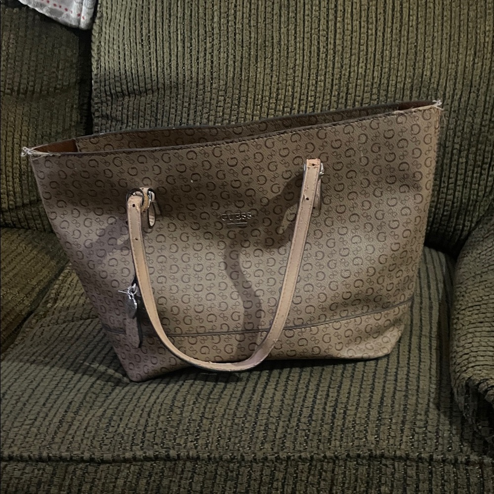 Guess Tan Logo Tote Bag